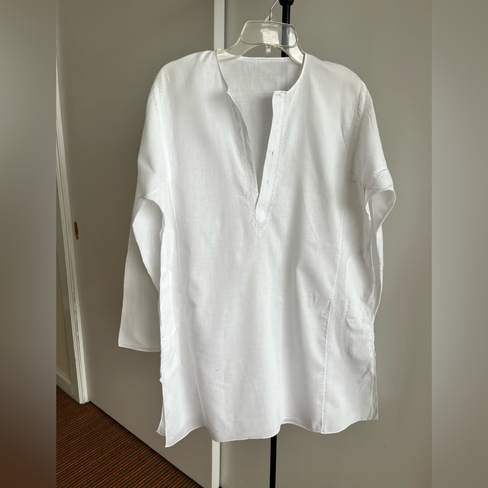Tandon's Brand White Quality 100% Cotton Voile Lucknow Bengali Hand Embroidery M